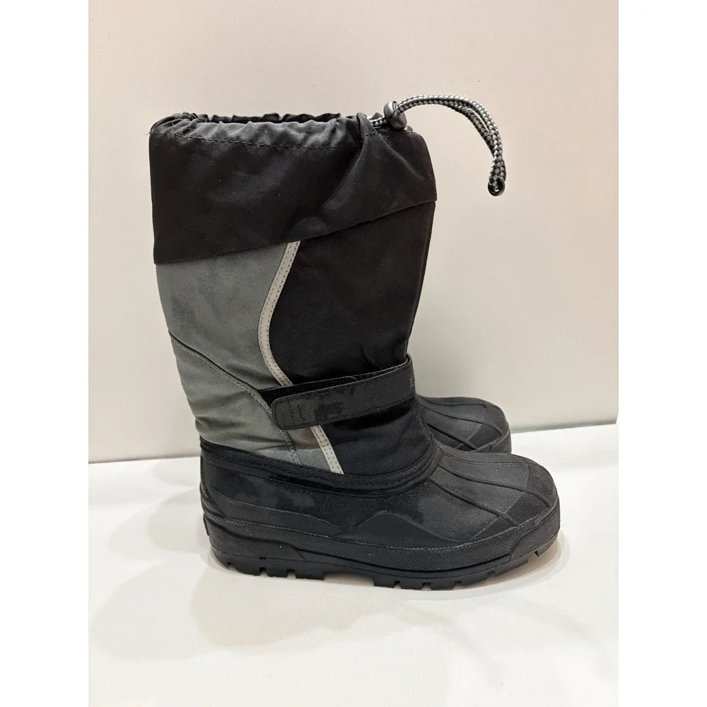 LL Bean Winter Snow Boots Kids Size 5 Northwoods  Black Gray Felt‎ Lined Unisex